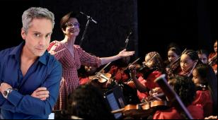 Alexandre Nero, Priscila Bomfim e a Orquestra Sinfônica Juvenil Chiquinha Gonzaga [Divulgação]
